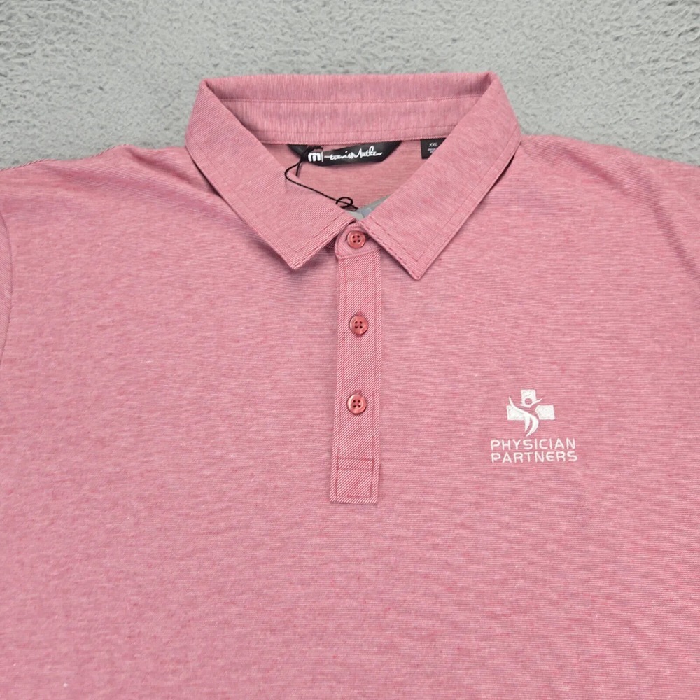 Travis Mathew Shirt Mens XXL Pink Heather Performance Golf‎ Polo Short Sleeve - Picture 2 of 15